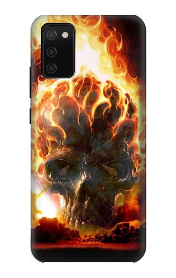 S0863 地獄火スカル Hell Fire Skull Samsung Galaxy A02s, Galaxy M02s バックケース、フリップケース・カバー