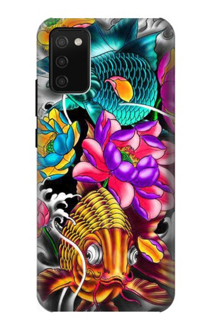 S1630 魚日本タトゥー Fish Japanese Oriental Tattoo Samsung Galaxy A02s, Galaxy M02s バックケース、フリップケース・カバー