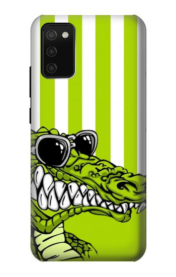 S2323 楽しい グリーンアリゲータークロコダイル Funny Green Alligator Crocodile Samsung Galaxy A02s, Galaxy M02s バックケース、フリップケース・カバー