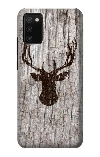 S2505 トナカイ古い木材グラフィックプリント Reindeer Head Old Wood Texture Graphic Printed Samsung Galaxy A02s, Galaxy M02s バックケース、フリップケース・カバー