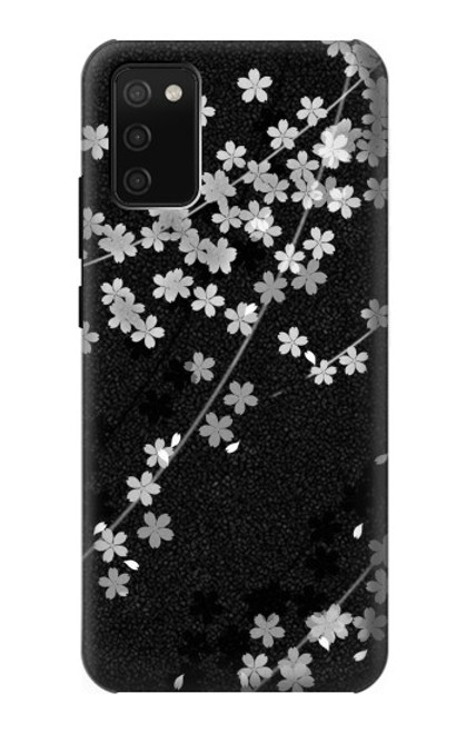 S2544 黒花柄の着物 Japanese Kimono Style Black Flower Pattern Samsung Galaxy A02s, Galaxy M02s バックケース、フリップケース・カバー