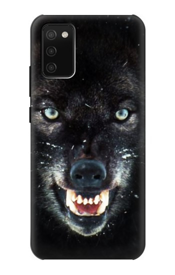 S2823 ブラックウルフ Black Wolf Blue Eyes Face Samsung Galaxy A02s, Galaxy M02s バックケース、フリップケース・カバー