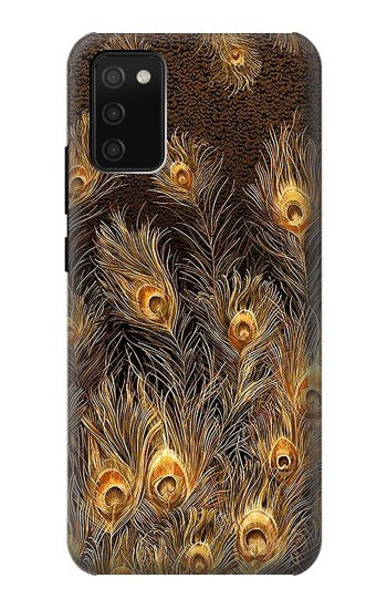 S3691 ゴールドピーコックフェザー Gold Peacock Feather Samsung Galaxy A02s, Galaxy M02s バックケース、フリップケース・カバー
