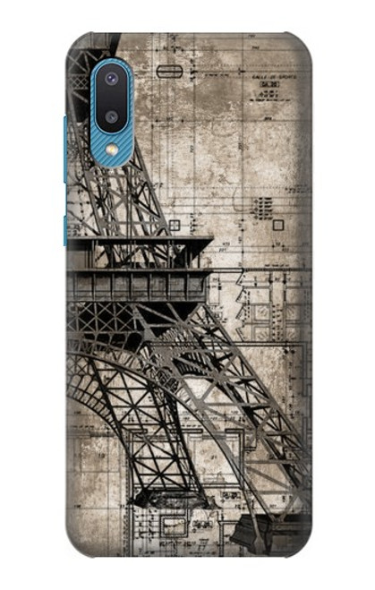 S3416 エッフェル塔の設計図 Eiffel Tower Blueprint Samsung Galaxy A04, Galaxy A02, M02 バックケース、フリップケース・カバー