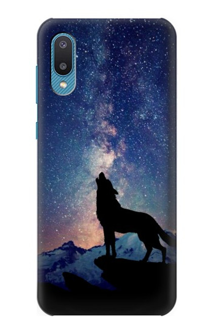 S3555 狼 Wolf Howling Million Star Samsung Galaxy A04, Galaxy A02, M02 バックケース、フリップケース・カバー