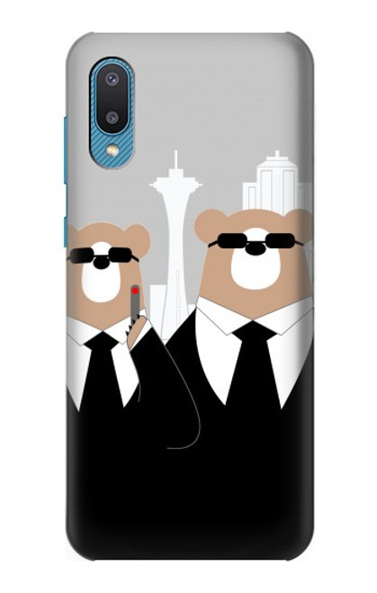 S3557 黒いスーツのクマ Bear in Black Suit Samsung Galaxy A04, Galaxy A02, M02 バックケース、フリップケース・カバー