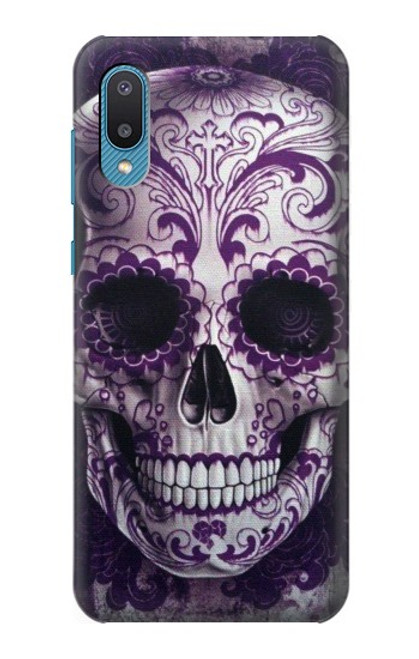 S3582 紫の頭蓋骨 Purple Sugar Skull Samsung Galaxy A04, Galaxy A02, M02 バックケース、フリップケース・カバー