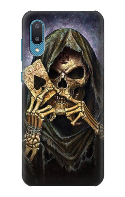 S3594 死神ポーカー Grim Reaper Wins Poker Samsung Galaxy A04, Galaxy A02, M02 バックケース、フリップケース・カバー