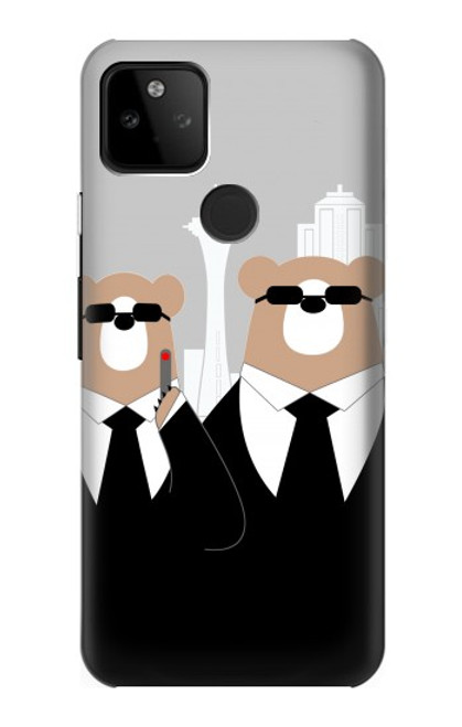 S3557 黒いスーツのクマ Bear in Black Suit Google Pixel 5A 5G バックケース、フリップケース・カバー