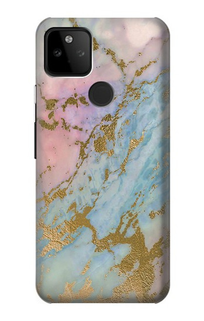 S3717 ローズゴールドブルーパステル大理石グラフィックプリント Rose Gold Blue Pastel Marble Graphic Printed Google Pixel 5A 5G バックケース、フリップケース・カバー