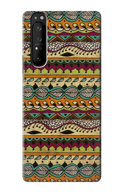 S2860 アステカ ヒッピー柄 Aztec Boho Hippie Pattern Sony Xperia 1 III バックケース、フリップケース・カバー