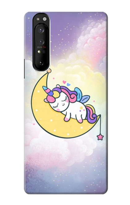 S3485 かわいい眠りユニコーン Cute Unicorn Sleep Sony Xperia 1 III バックケース、フリップケース・カバー