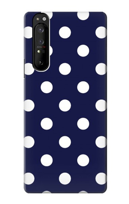 S3533 ブルーの水玉 Blue Polka Dot Sony Xperia 1 III バックケース、フリップケース・カバー