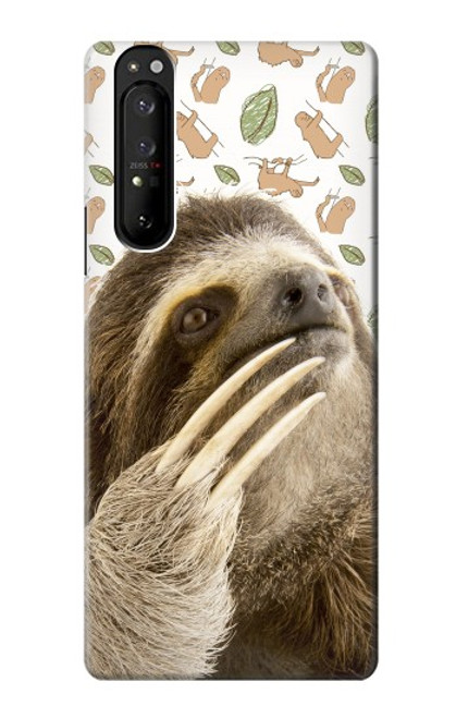 S3559 ナマケモノ Sloth Pattern Sony Xperia 1 III バックケース、フリップケース・カバー