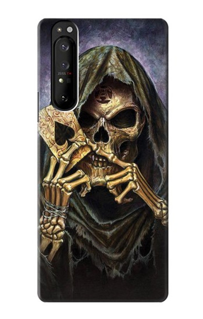 S3594 死神ポーカー Grim Reaper Wins Poker Sony Xperia 1 III バックケース、フリップケース・カバー