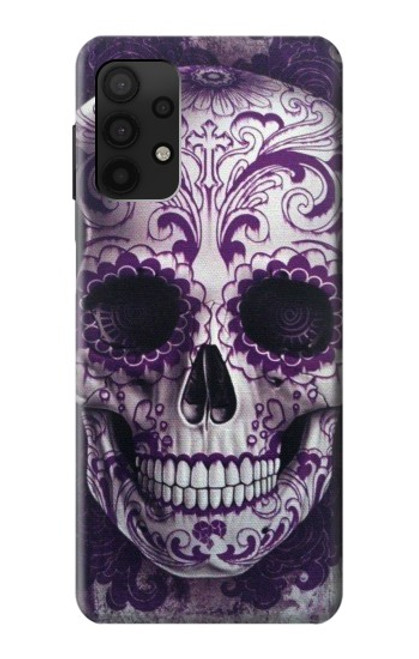 S3582 紫の頭蓋骨 Purple Sugar Skull Samsung Galaxy A32 4G バックケース、フリップケース・カバー