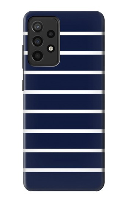 S2767 ネイビーホワイトストライプ Navy White Striped Samsung Galaxy A52, Galaxy A52 5G バックケース、フリップケース・カバー