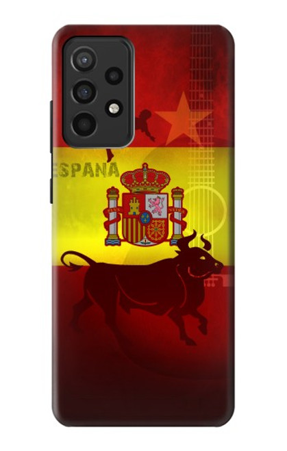 S2984 スペインサッカー Spain Football Soccer Flag Samsung Galaxy A52, Galaxy A52 5G バックケース、フリップケース・カバー