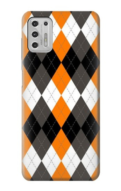 S3421 黒 オレンジ 白 アーガイルプラッド Black Orange White Argyle Plaid Motorola Moto G Stylus (2021) バックケース、フリップケース・カバー