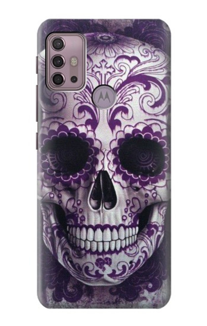 S3582 紫の頭蓋骨 Purple Sugar Skull Motorola Moto G30, G20, G10 バックケース、フリップケース・カバー