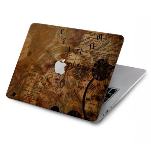 S3456 ヴィンテージ紙時計スチームパンク Vintage Paper Clock Steampunk MacBook Pro 13″ - A1706, A1708, A1989, A2159, A2289, A2251, A2338 ケース・カバー