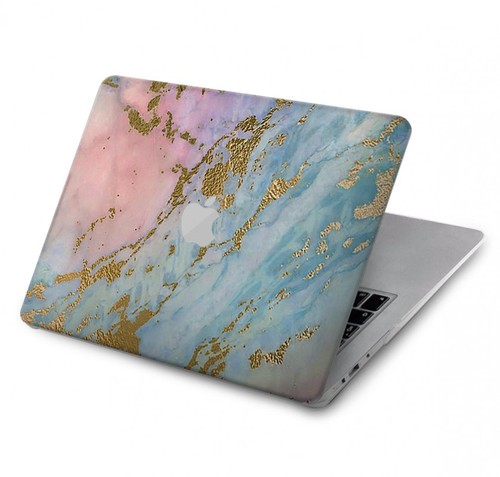 S3717 ローズゴールドブルーパステル大理石グラフィックプリント Rose Gold Blue Pastel Marble Graphic Printed MacBook Pro 13″ - A1706, A1708, A1989, A2159, A2289, A2251, A2338 ケース・カバー