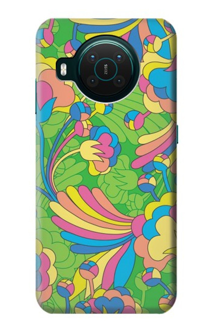 S3273 フラワーラインアートパターン Flower Line Art Pattern Nokia X10 バックケース、フリップケース・カバー