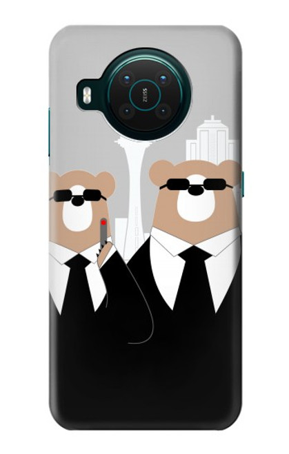 S3557 黒いスーツのクマ Bear in Black Suit Nokia X10 バックケース、フリップケース・カバー