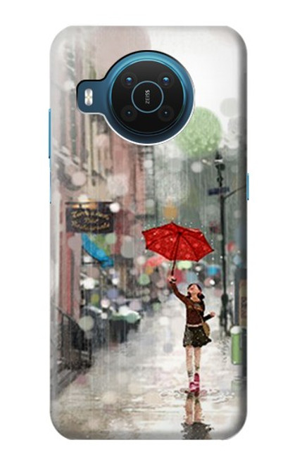 S0108 雨の中の少女 Girl in The Rain Nokia X20 バックケース、フリップケース・カバー