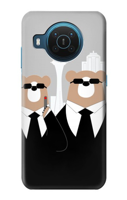 S3557 黒いスーツのクマ Bear in Black Suit Nokia X20 バックケース、フリップケース・カバー