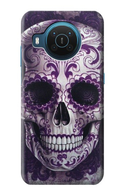 S3582 紫の頭蓋骨 Purple Sugar Skull Nokia X20 バックケース、フリップケース・カバー