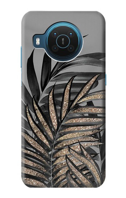 S3692 灰色の黒いヤシの葉 Gray Black Palm Leaves Nokia X20 バックケース、フリップケース・カバー