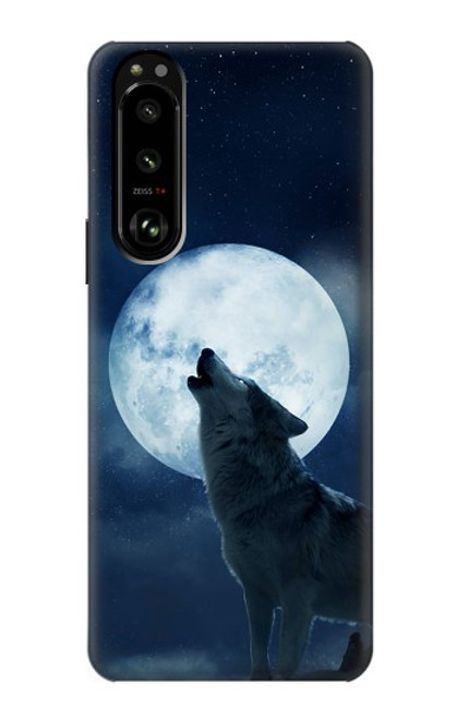 S3693 グリムホワイトウルフ満月 Grim White Wolf Full Moon Sony Xperia 5 III バックケース、フリップケース・カバー