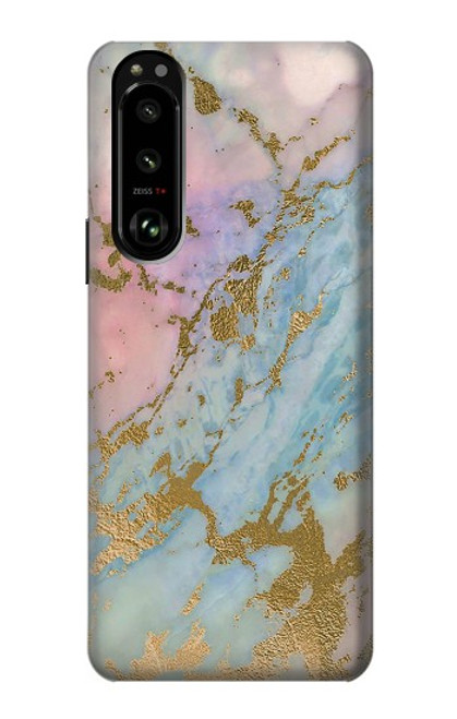 S3717 ローズゴールドブルーパステル大理石グラフィックプリント Rose Gold Blue Pastel Marble Graphic Printed Sony Xperia 5 III バックケース、フリップケース・カバー