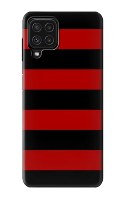 S2638 黒と赤のストライプ Black and Red Striped Samsung Galaxy A22 4G バックケース、フリップケース・カバー