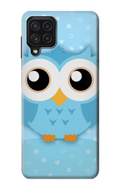 S3029 かわいい青いフクロウ Cute Blue Owl Samsung Galaxy A22 4G バックケース、フリップケース・カバー