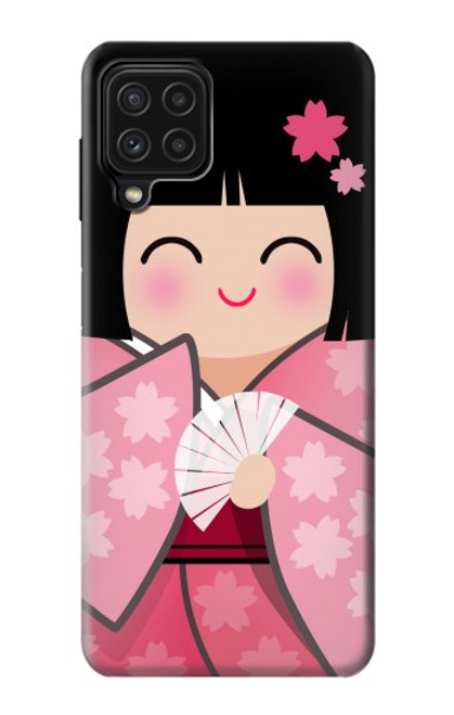 S3042 雛人形 着物桜 Japan Girl Hina Doll Kimono Sakura Samsung Galaxy A22 4G バックケース、フリップケース・カバー