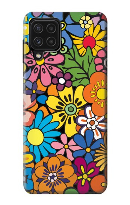 S3281 カラフルなヒッピーの花のパターン Colorful Hippie Flowers Pattern Samsung Galaxy A22 4G バックケース、フリップケース・カバー