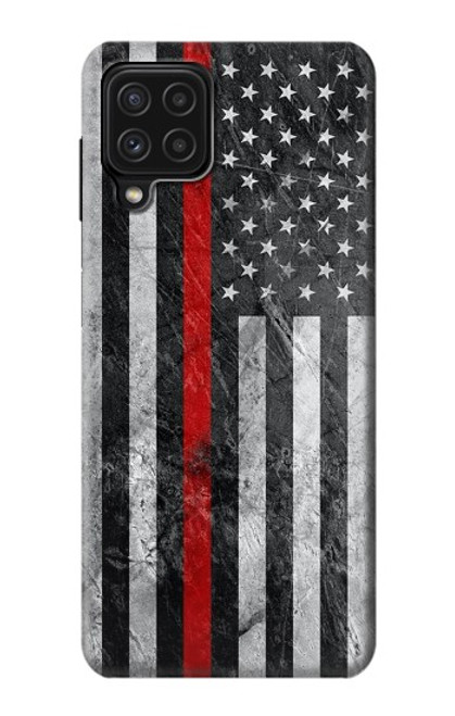 S3687 消防士細い赤い線アメリカの国旗 Firefighter Thin Red Line American Flag Samsung Galaxy A22 4G バックケース、フリップケース・カバー