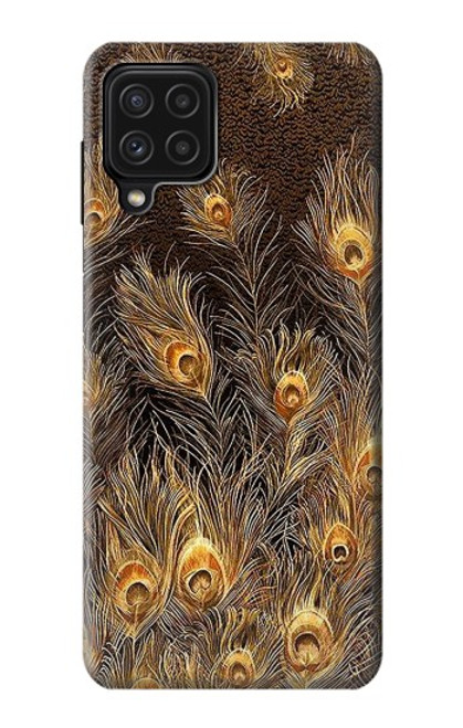 S3691 ゴールドピーコックフェザー Gold Peacock Feather Samsung Galaxy A22 4G バックケース、フリップケース・カバー