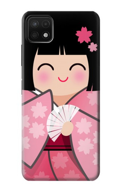 S3042 雛人形 着物桜 Japan Girl Hina Doll Kimono Sakura Samsung Galaxy A22 5G バックケース、フリップケース・カバー