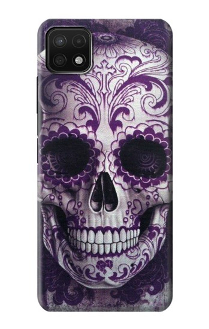 S3582 紫の頭蓋骨 Purple Sugar Skull Samsung Galaxy A22 5G バックケース、フリップケース・カバー