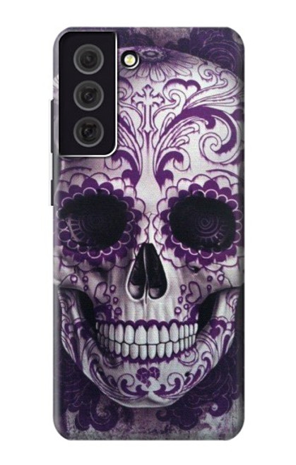 S3582 紫の頭蓋骨 Purple Sugar Skull Samsung Galaxy S21 FE 5G バックケース、フリップケース・カバー