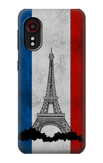 S2859 ヴィンテージフランスの旗エッフェル塔 Vintage France Flag Eiffel Tower Samsung Galaxy Xcover 5 バックケース、フリップケース・カバー