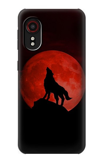 S2955 狼は赤月にハウリング Wolf Howling Red Moon Samsung Galaxy Xcover 5 バックケース、フリップケース・カバー