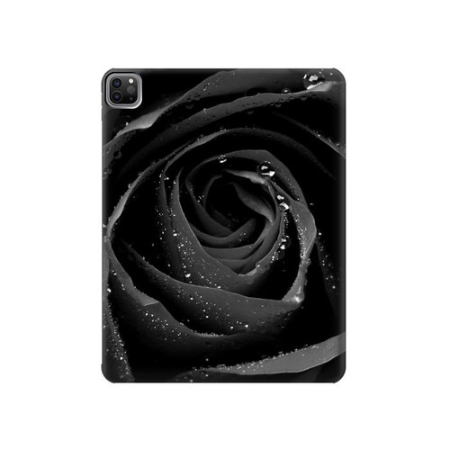 S1598 黒バラ Black Rose iPad Pro 12.9 (2022,2021,2020,2018, 3rd, 4th, 5th, 6th) タブレットケース