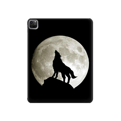 S1981 オオカミは 月にハウリング Wolf Howling at The Moon iPad Pro 12.9 (2022,2021,2020,2018, 3rd, 4th, 5th, 6th) タブレットケース