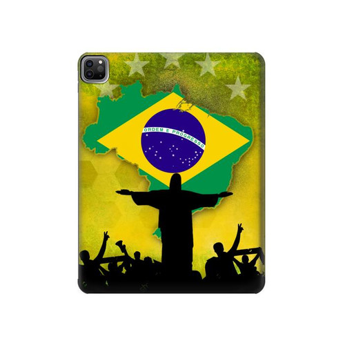 S2981 ブラジルサッカー Brazil Football Soccer Map Flag iPad Pro 12.9 (2022,2021,2020,2018, 3rd, 4th, 5th, 6th) タブレットケース
