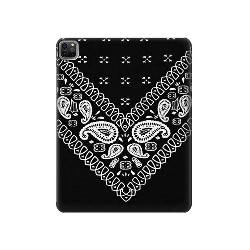 S3363 黒バンダナ Bandana Black Pattern iPad Pro 12.9 (2022,2021,2020,2018, 3rd, 4th, 5th, 6th) タブレットケース