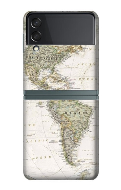 S0604 世界地図 World Map Samsung Galaxy Z Flip 3 5G バックケース、フリップケース・カバー